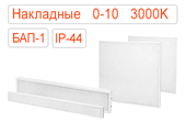 Накладные диммируемые 0-10 аварийные с БАП светодиодные светильники IP44 Теплый