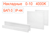 Накладные диммируемые 0-10 аварийные с БАП-3 светодиодные светильники IP44 Нейтральные